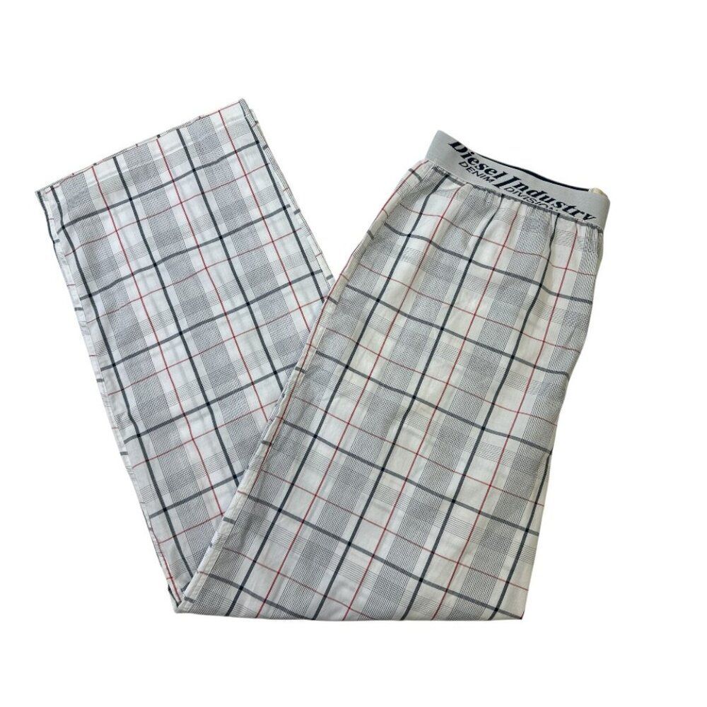 DIESEL Lounge Pants Mens XL Plaid Lightweight Elastic Waist Lounge Casual